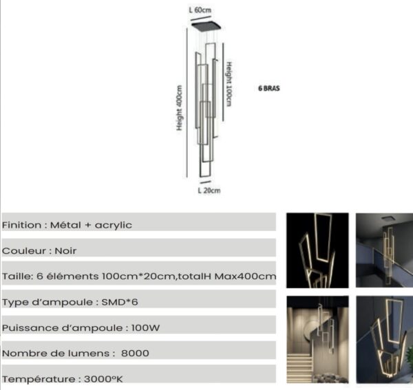 Lustre Double Hauteur CASCADE – Image 2