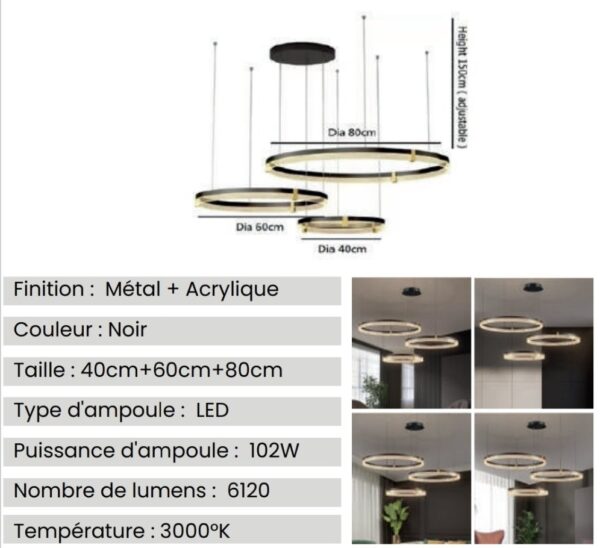 Lustre LED JULIE Black-Gold – Image 3