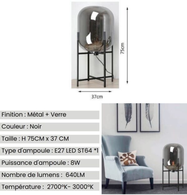 Lampadaire OSLO Smoked – Image 2