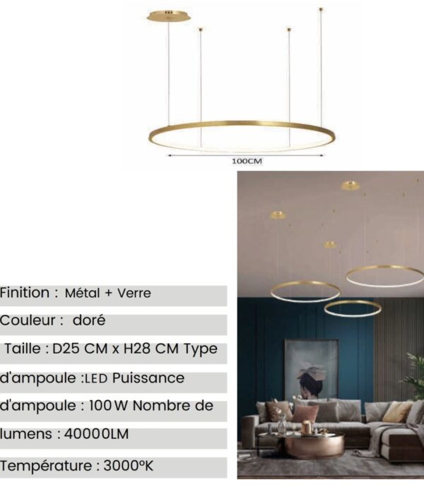 Lustre LED JUSTINE Gold – Image 2
