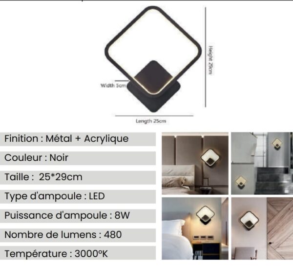 Applique Mûrale CALIPSO Square Black – Image 3